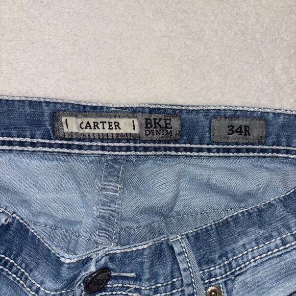 BKE Jeans Mens 34x30 Carter Light Blue Straight Leg Denim Pants - Picture 9 of 9